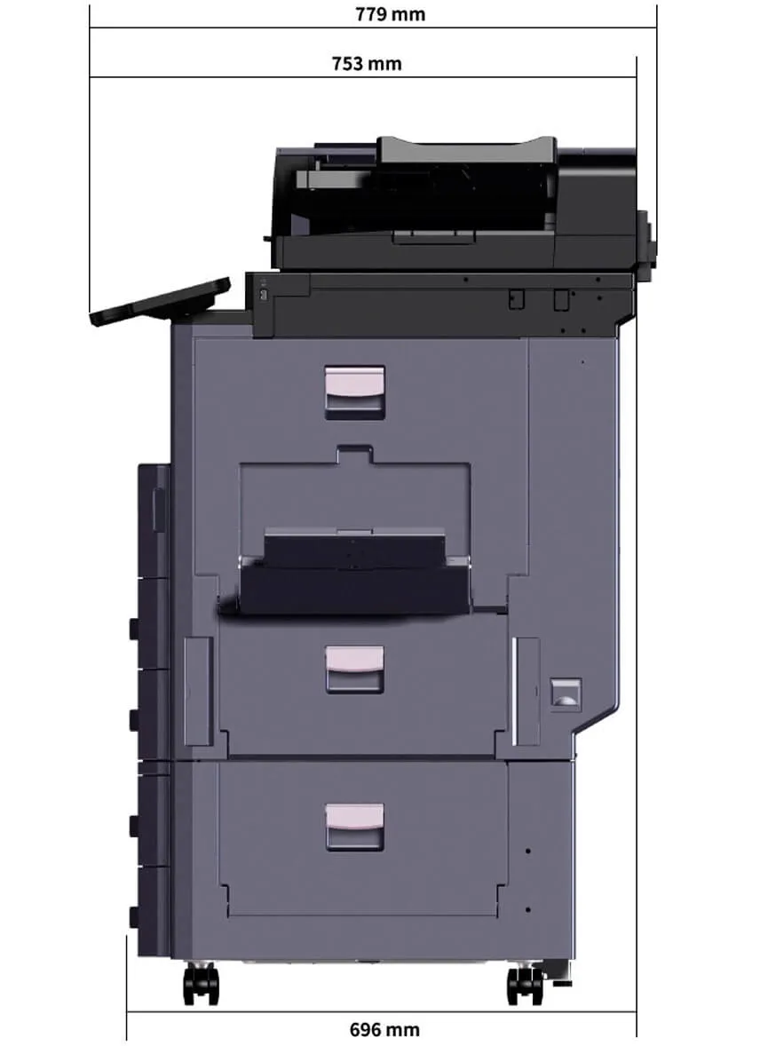 Габаритный чертеж Kyocera TASKalfa MZ4000i + DP-7170 + PF-791