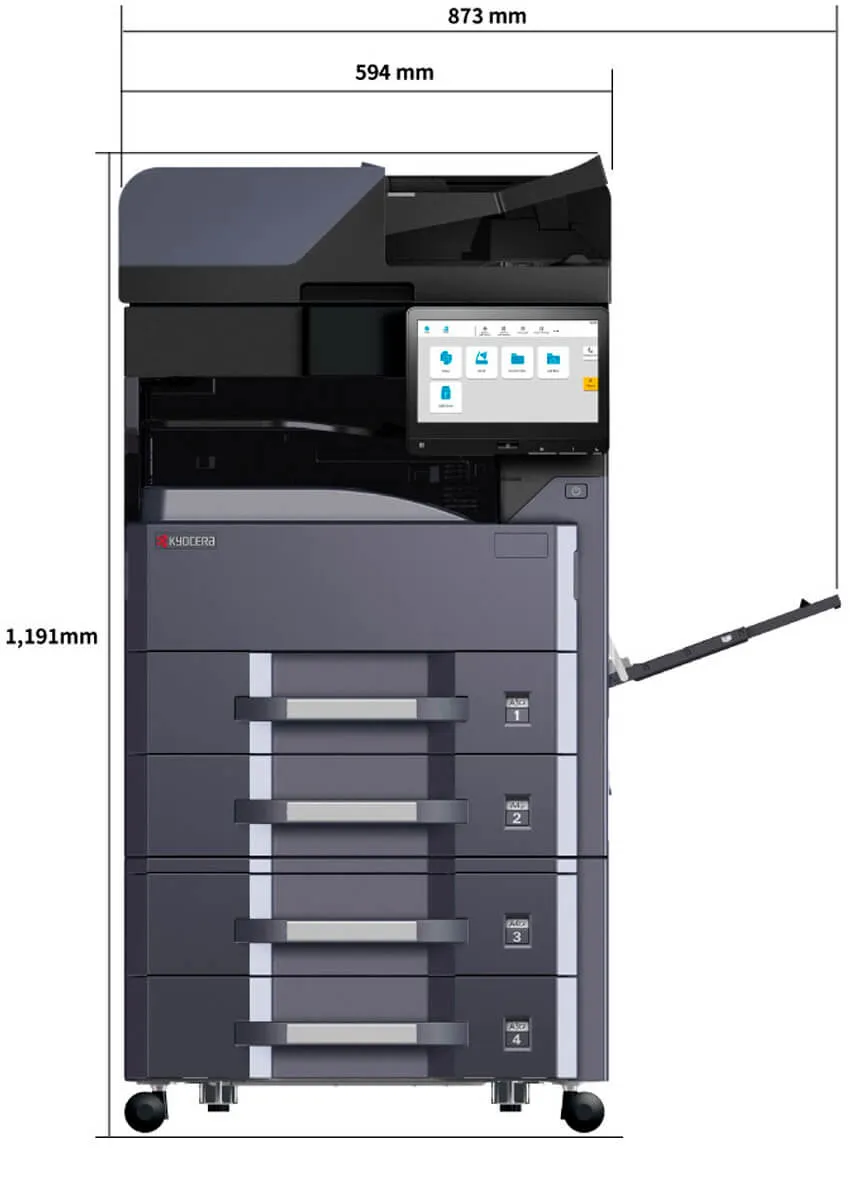 Габаритный чертеж Kyocera TASKalfa MZ4000i + DP-7170 + PF-791