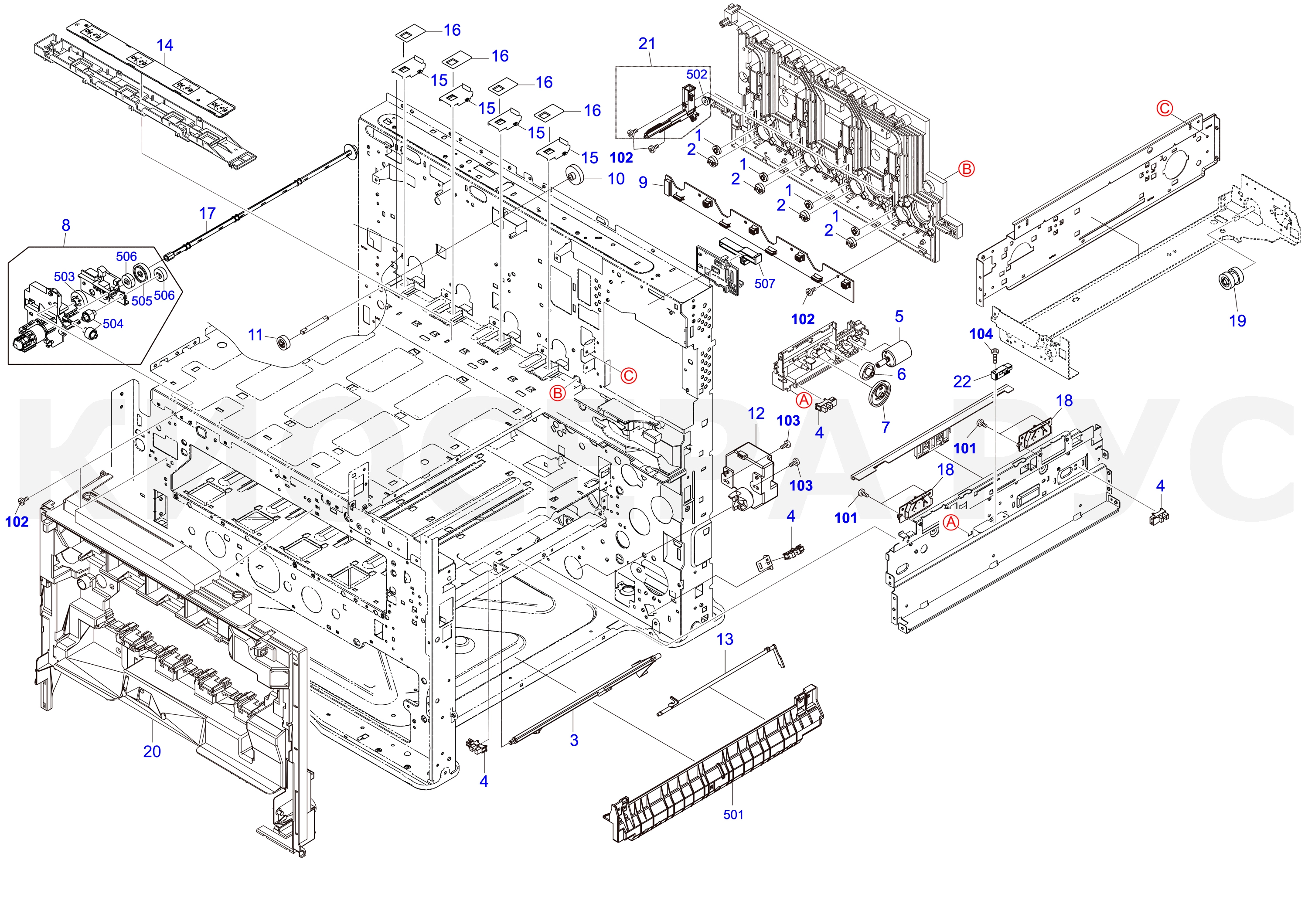 Parts for Kyocera ECOSYS M8124cidn MFP - Frame Elements